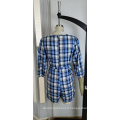 Blue Plaid Jumpsuit For Summer Fashion Ladies